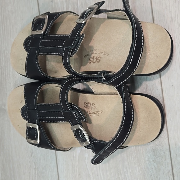 SAS Women Comfort Tripad Black Leather Sandals with Buckle Straps Shoes Sz 7M - Picture 5 of 12